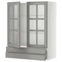 IKEA METOD МЕТОД / MAXIMERA МАКСИМЕРА, навесной шкаф / 2 стекл двери / 2 ящика, белый / бодбинский серый, 80x100 см 393.949.73 фото