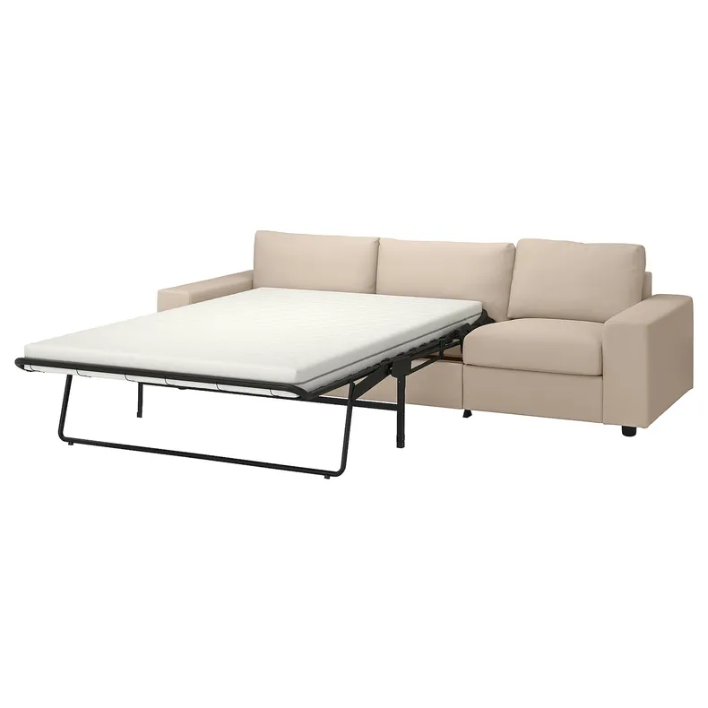 IKEA VIMLE ВІМЛЕ, 3-місний диван-ліжко, з широкими підлокітниками / ХАЛЛАРП бежевий 495.370.90 фото №1