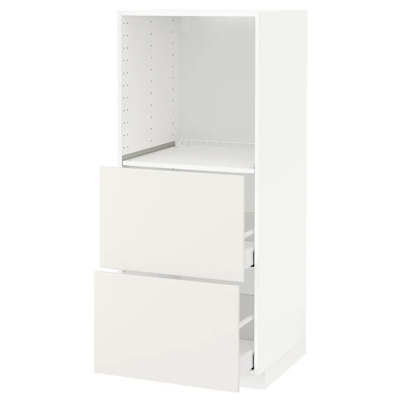IKEA METOD МЕТОД / MAXIMERA МАКСИМЕРА, высокий шкаф с 2 ящиками д / духовки, белый / белый, 60x60x140 см 390.202.38 фото №1