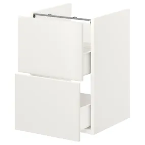 IKEA ENHET ЕНХЕТ, підлогова шафа під раковин з 2 шухл, білий, 40x42x60 см 093.210.49 фото