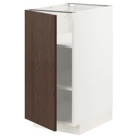 IKEA METOD МЕТОД, підлогова шафа з полицями, білий / СІНАРП коричневий, 40x60 см 394.614.96 фото