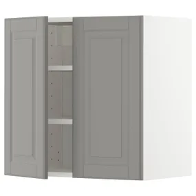 IKEA METOD МЕТОД, навісна шафа з полицями / 2 дверцят, білий / сірий Бодбін, 60x60 см 794.567.18 фото