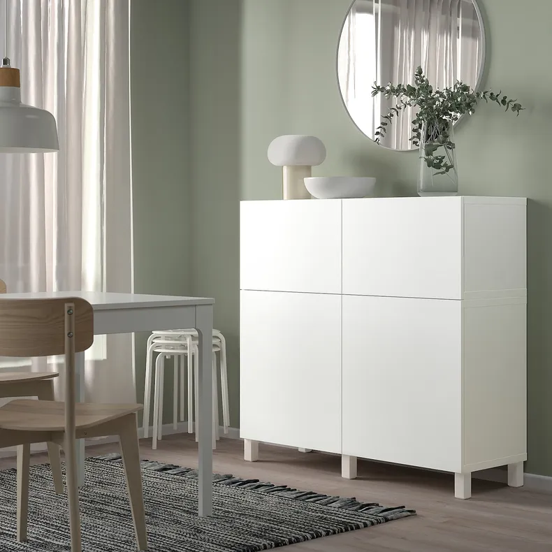 IKEA BESTÅ БЕСТО, комбінація д / зберіг із дверц / шухл, білий / ЛАППВІКЕН / СТУББ білий, 120x42x112 см 494.808.09 фото №2