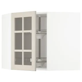 IKEA METOD МЕТОД, кутова настін шафа / об сек / скл двер, білий / стенсундський бежевий, 68x60 см 594.079.79 фото