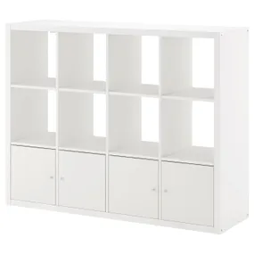 IKEA KALLAX КАЛЛАКС, стеллаж с 4 вставками, белый, 147x112 см 792.782.50 фото