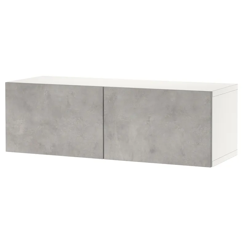 IKEA BESTÅ БЕСТО, комбинация настенных шкафов, белый Kallviken / светло-серый имитация бетона, 120x42x38 см 594.398.57 фото №1