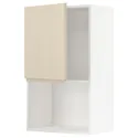 IKEA METOD МЕТОД, шафа навісна для мікрохвильової печ, білий / Voxtorp високий глянець світло-бежевий, 60x100 см 494.637.44 фото thumb №1