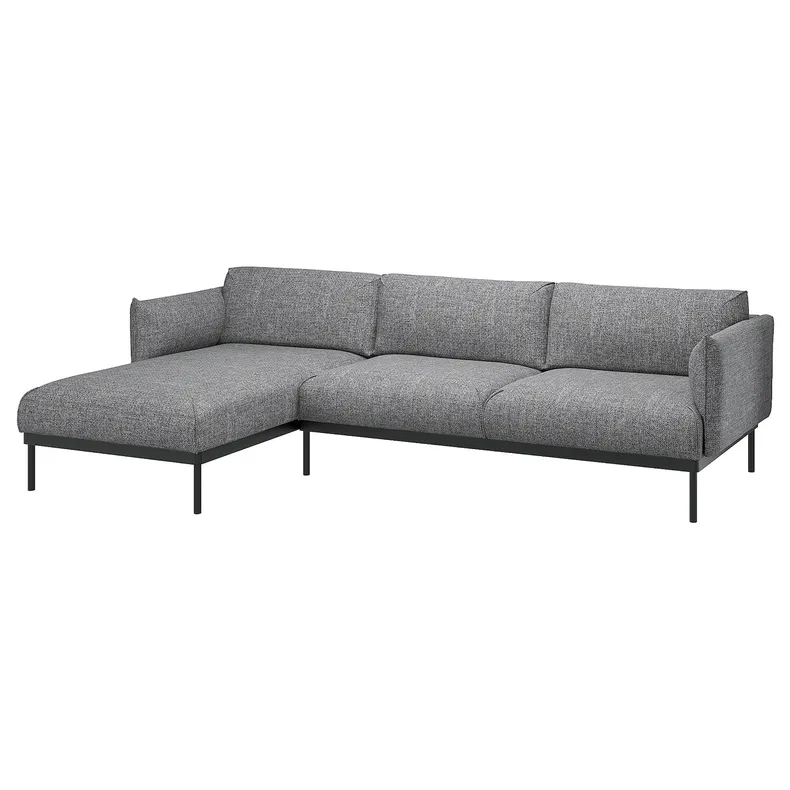 IKEA ÄPPLARYD ЕППЛАРЮД, 3-місний диван із кушеткою, ЛЕЙДЕ сірий / чорний 694.180.67 фото №1