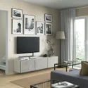 IKEA BESTÅ БЕСТО, тумба для телевізора з дверцятами, білий / КАЛЛЬВІКЕН світло-сірий, 180x42x38 см 394.217.97 фото thumb №3