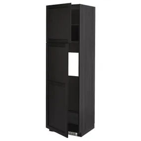 IKEA METOD МЕТОД, высокий шкаф д / холодильника / 2дверцы, черный / Лерхиттан с черными пятнами, 60x60x200 см 994.640.29 фото