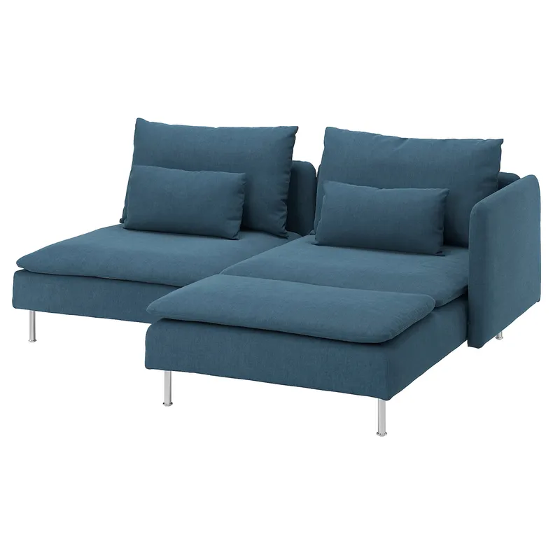 IKEA SÖDERHAMN СЕДЕРХАМН, 2-місний диван, з шезлонгом з підлокітником/Tallmyra синій 894.306.43 фото №1