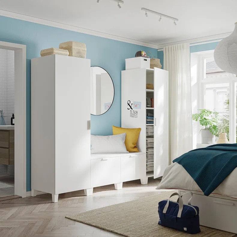 IKEA PLATSA ПЛАТСА, гардероб із 4 дверцятами, білий / ФОННЕС білий, 240x57x191 см 594.371.27 фото №2