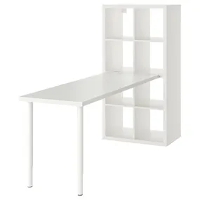 IKEA KALLAX КАЛЛАКС / LAGKAPTEN ЛАГКАПТЕН, стол, комбинация, белый, 77x179x147 см 094.816.84 фото