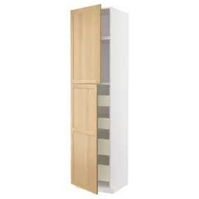 IKEA METOD МЕТОД / MAXIMERA МАКСІМЕРА, висока шафа, 2 дверцят/4 шухляди, білий/ФОРСБАККА дуб, 60x60x240 см 395.094.79 фото