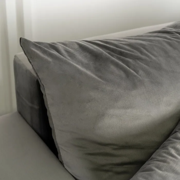 Угловой диван бархатный MEBEL ELITE MARKUS Velvet, 238 см, серый (правый) фото №6
