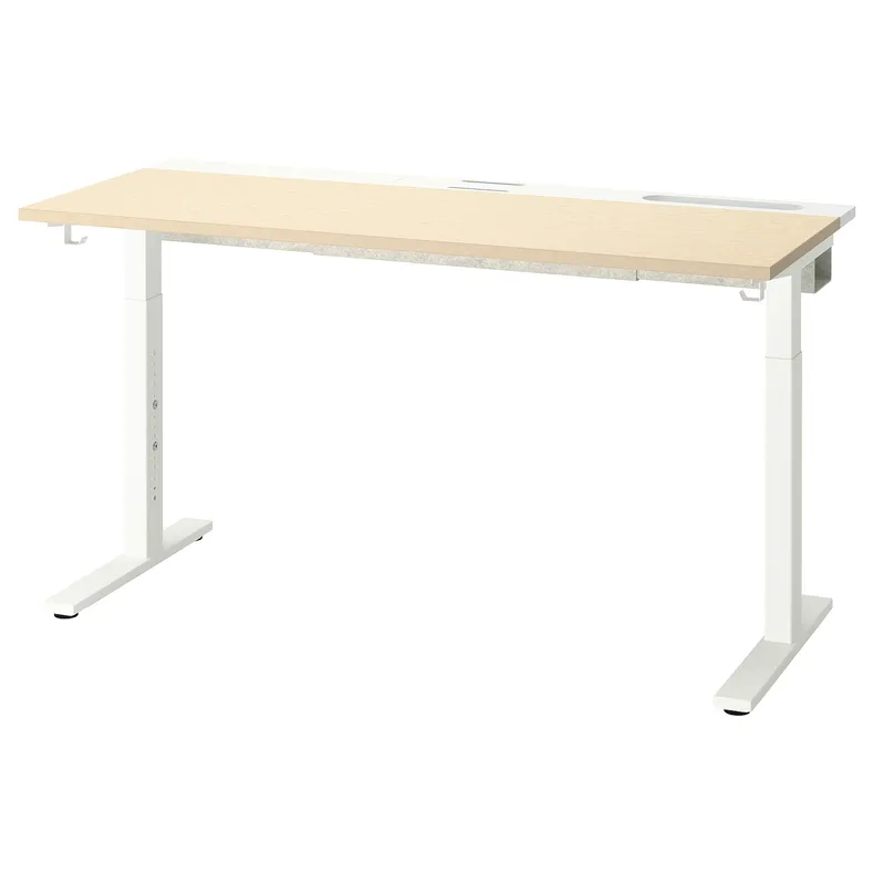 IKEA MITTZON МІТТЗОН, письмовий стіл, береза okl/біла, 140x60 см 295.280.39 фото №1