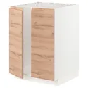 IKEA METOD МЕТОД, напольный шкаф для мойки+2 двери, белый / Воксторп имит. дуб, 60x60 см 694.645.49 фото thumb №1