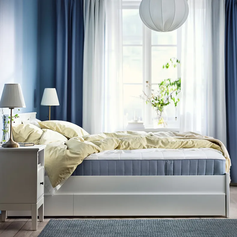 IKEA VESTERÖY ВЕСТЕРЕЙ, матрац із блоком незалежних пружин, середня твердість / світло-блакитний, 80x200 см 004.506.01 фото №2