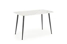 Кухонний стіл HALMAR MARCO 120x70 см білий мармур / чорний фото