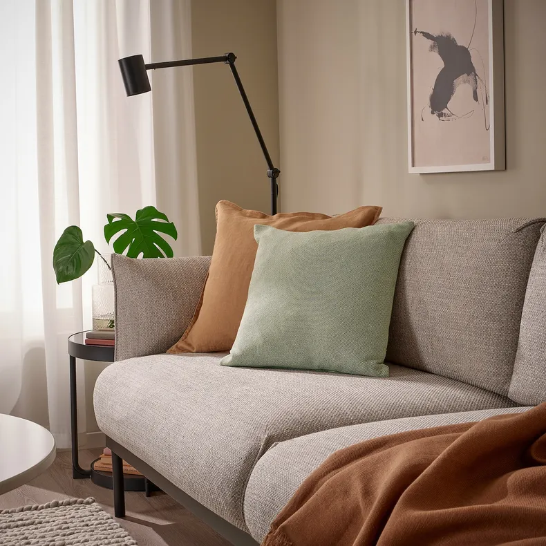 IKEA SANDTRAV САНДТРАВ, подушка, серо-зеленый / белый, 45x45 см 805.634.49 фото №2