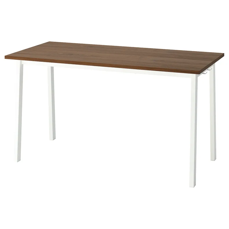 IKEA MITTZON МІТТЗОН, стіл для конференцій, шпон волоського горіха/білий, 140x68x75 см 695.330.05 фото №1