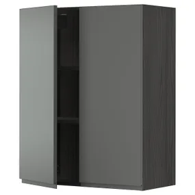 IKEA METOD МЕТОД, навесной шкаф с полками / 2дверцы, черный / Воксторп темно-серый, 80x100 см 494.678.17 фото