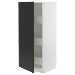 IKEA METOD МЕТОД / MAXIMERA МАКСИМЕРА, высокий шкаф с ящиками, белый / Никебо матовый антрацит, 60x60x140 см 594.981.87 фото