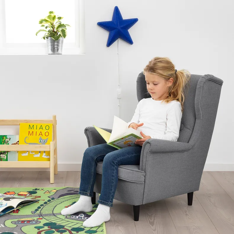 IKEA STRANDMON СТРАНДМОН, дитяче крісло, ВІССЛЕ сірий 703.925.42 фото №4