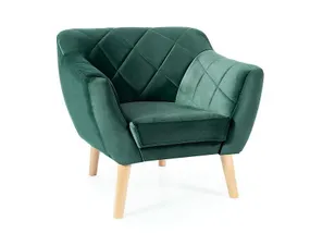 Кресло мягкое бархатное SIGNAL KARO 1 Velvet, Bluvel 78 - зеленый/бук фото