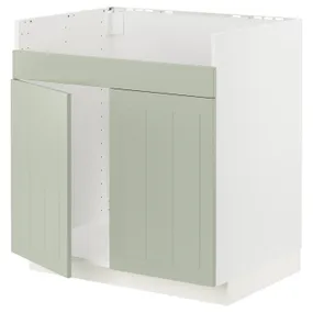 IKEA METOD МЕТОД, підлогова шафа для HAV ХАВ подв мий, білий / Стенсунд світло-зелений, 80x60 см 394.871.18 фото