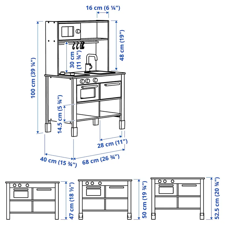 IKEA SILLTRUT, дитяча ігрова кухня, сірий, 68x40x100 см 205.444.92 фото №5