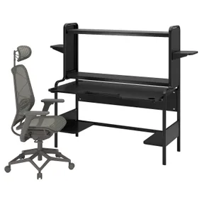 IKEA FREDDE ФРЕДДЕ / STYRSPEL СТИРСПЕЛЬ, геймерский стол и стул, чёрный/серый 594.913.36 фото