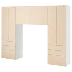 IKEA SMÅSTAD СМОСТАД / PLATSA ПЛАТСА, комбинация д/хранения, белый/берёзовый, 240x42x181 см 094.290.21 фото