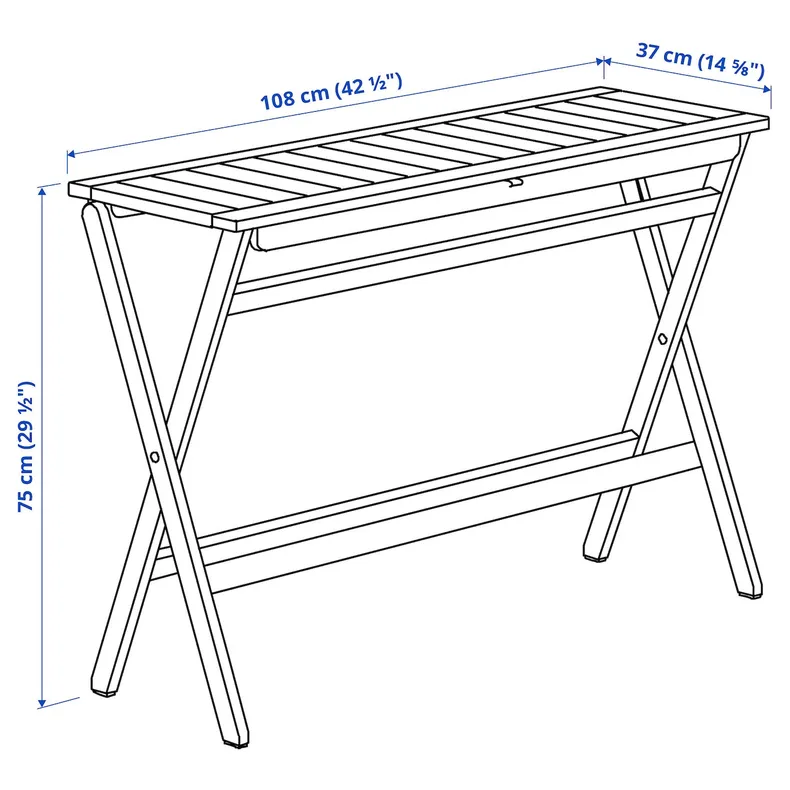 IKEA NÄMMARÖ НЕММАРЕ, складаний стіл, Світло-коричнева пляма, 108x37 см 105.866.99 фото №6