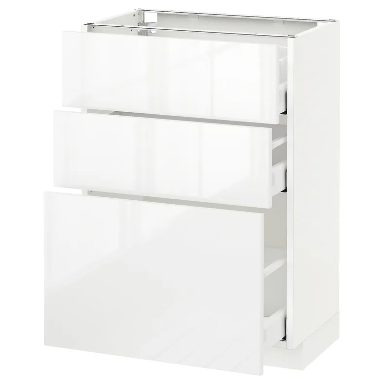 IKEA METOD МЕТОД / MAXIMERA МАКСИМЕРА, напольный шкаф с 3 ящиками, белый / Рингхульт белый, 60x37 см 290.521.64 фото №1