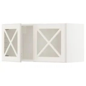 IKEA METOD МЕТОД, навісна шафа з 2скл двер / перекл, білий / БУДБІН кремово-білий, 80x40 см 393.950.34 фото