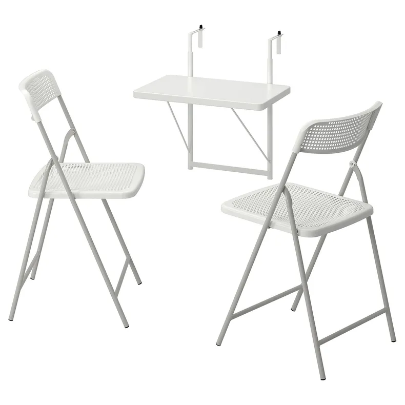 IKEA TORPARÖ ТОРПАРЕ, стіл стін кріпл+2 склад стільці/вул, білий/білий/сірий, 50 см 594.948.63 фото №1