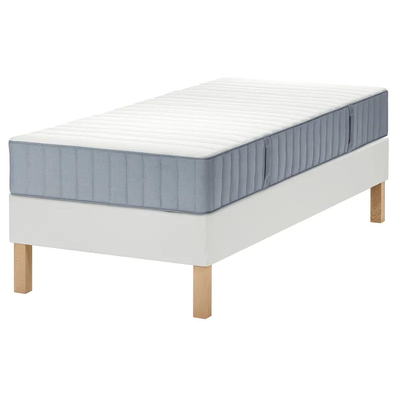 IKEA LYNGÖR ЛЮНГЕР, диван-ліжко, Valevåg середня твердість / легка блакитно-біла, 90x200 см 395.520.24 фото №1
