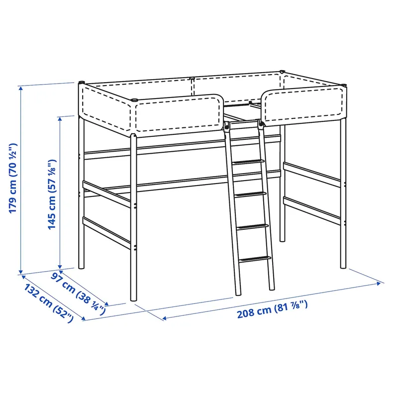 IKEA TUFFING ТУФФИНГ, каркас кровати-чердака, темно-серый, 90x200 см 902.994.49 фото №4