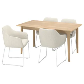 IKEA SKANSNÄS СКАНСНЭС / TOSSBERG ТОССБЕРГ, стол и 4 стула, светлый буковый шпон / белый бежевый Gunnared, 150 / 205 см 695.615.93 фото