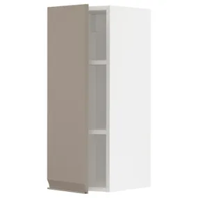 IKEA METOD МЕТОД, навесной шкаф с полками, белый / матовый темно-бежевый, 30x80 см 594.926.23 фото