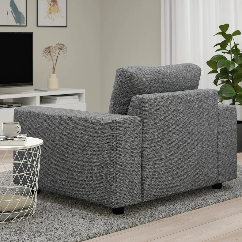 IKEA VIMLE ВІМЛЕ, крісло, з широкими підлокітниками/Lejde сіро-чорний 794.768.77 фото №3