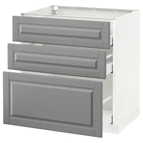 IKEA METOD МЕТОД / MAXIMERA МАКСИМЕРА, напольный шкаф с 3 ящиками, белый / бодбинский серый, 80x60 см 490.496.94 фото