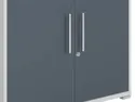 BRW Книжный шкаф Office Lux 79 см с 2 дверцами и 4 полками светло-серый, светло-серое/графитовое стекло REG2D/220-JSZ/GF фото thumb №4