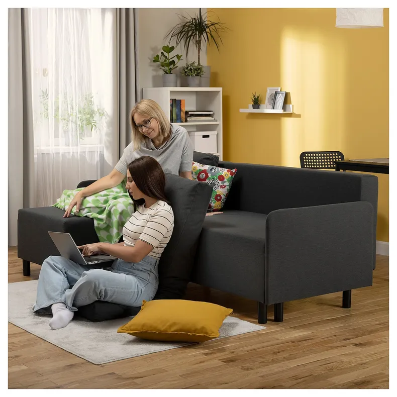 IKEA BRUKSVARA БРУКСВЭРА, 3-местный диван-кровать с козеткой, с шезлонгом серый 805.759.04 фото №5