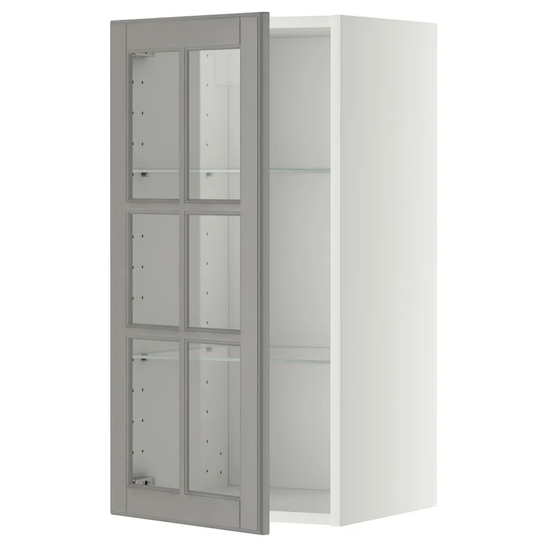IKEA METOD МЕТОД, навісна шафа,полиці / скляні дверцята, білий / сірий Бодбін, 40x80 см 593.949.53 фото №1