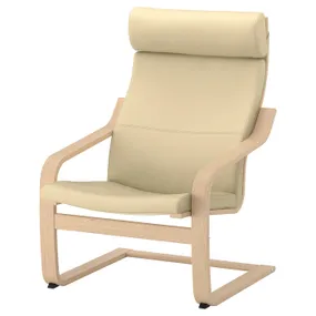 IKEA POÄNG ПОЭНГ, кресло, Шпон дуба с белыми вкраплениями / Глоссаж с белыми вкраплениями 992.866.02 фото