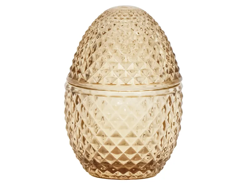 BRW Декоративна скляна ємність у формі Яйця, скло / бежеве 092548 фото №1