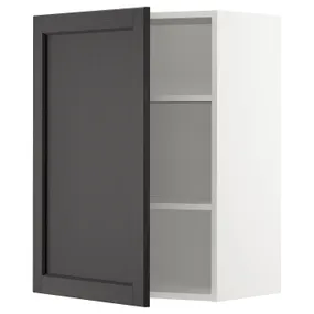 IKEA METOD МЕТОД, шафа навісна із полицями, білий / ЛЕРХЮТТАН чорна морилка, 60x80 см 594.644.51 фото