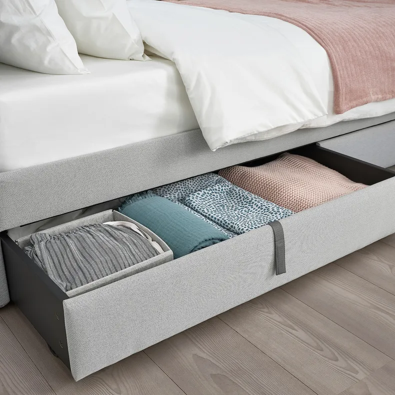 IKEA GLADSTAD ГЛАДСТАД, кроватный ящик с обивкой, Кабуса светло-серый, 200 см 104.984.24 фото №3